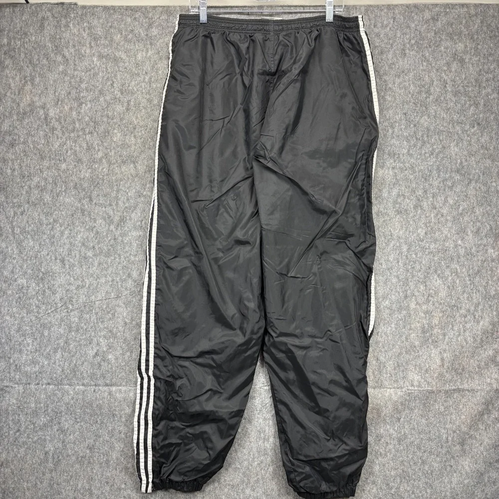 Vintage Adidas Tracksuit Pants Men's XL Lined Striped Black Windbreaker‎ 90s